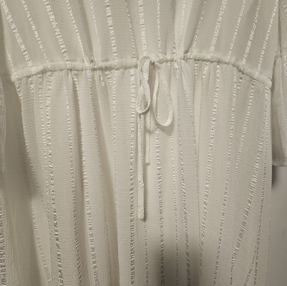 TRISTAN white embroided sheer peasant dress bell sleeves sz Large NWT bohemian - Picture 7 of 9